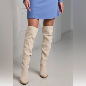 Lauren Lorraine Women's Over the Knee Cream Boots 10 new with box. Never worn